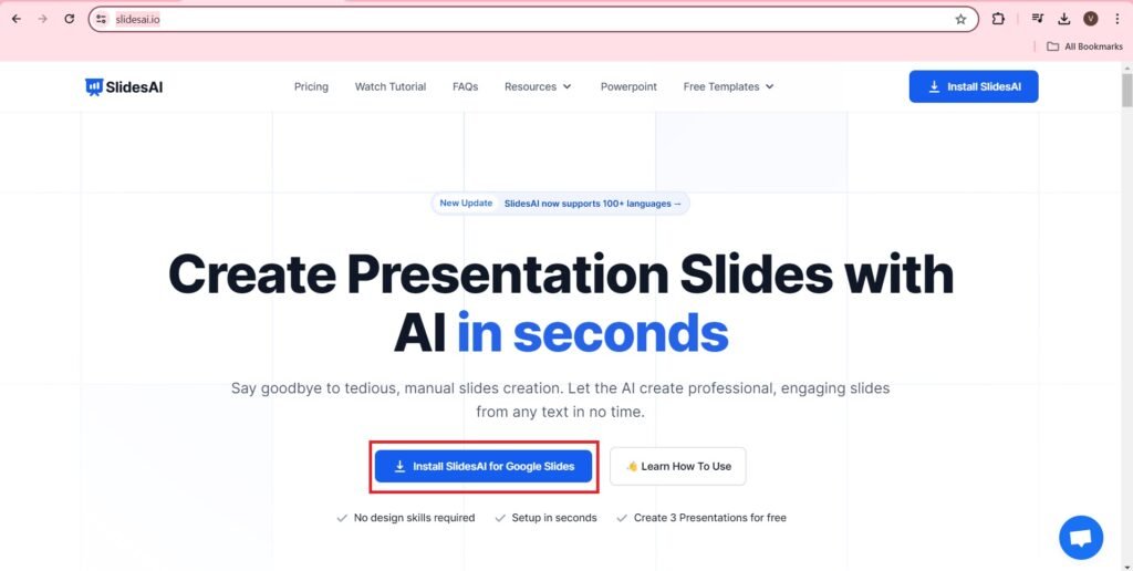 Install Slides for google slides