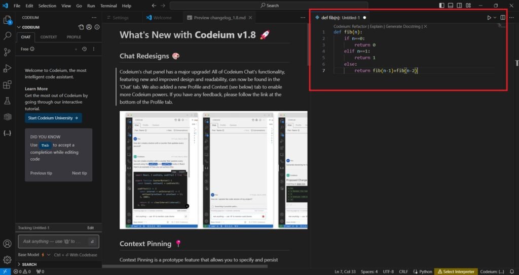 Codeium Fib