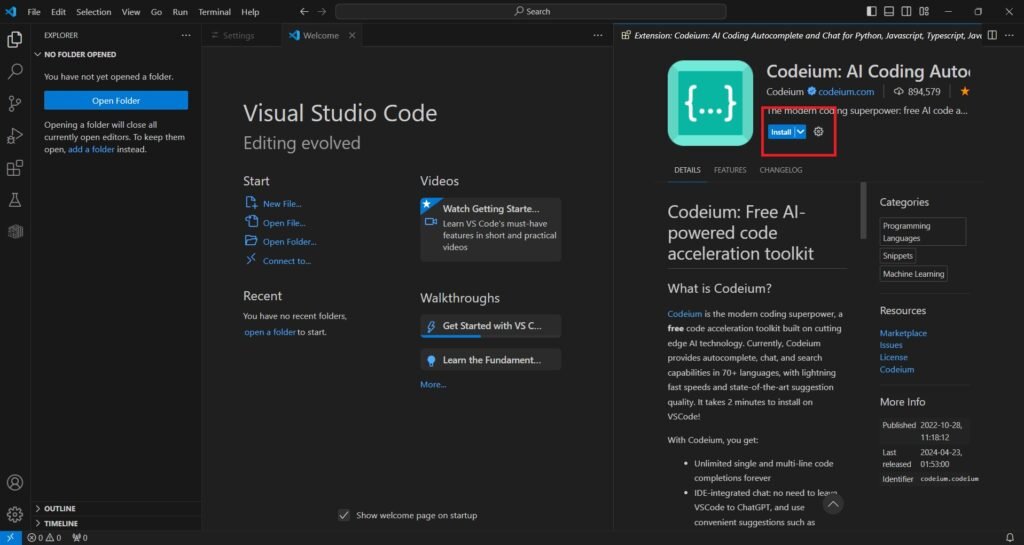 Install in VS code