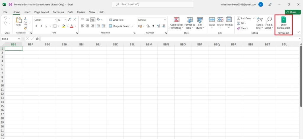 Formula bot on excel