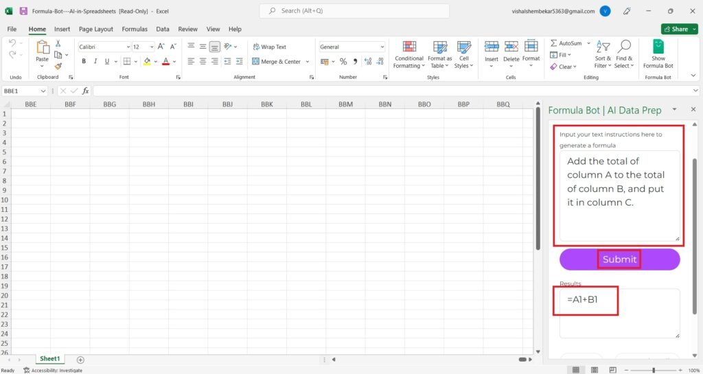 query with generated formula