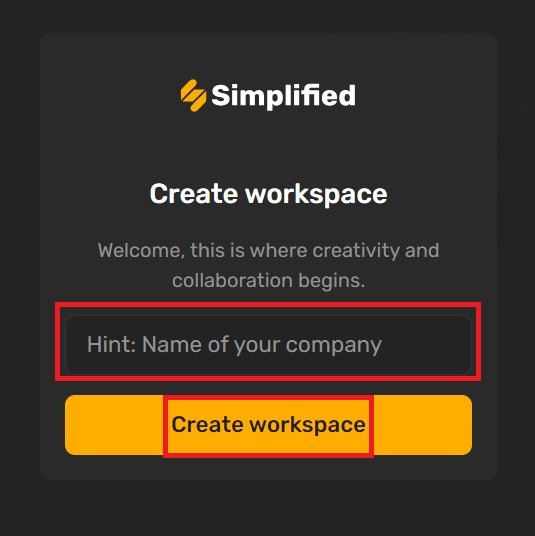 enter name of company, create workspace