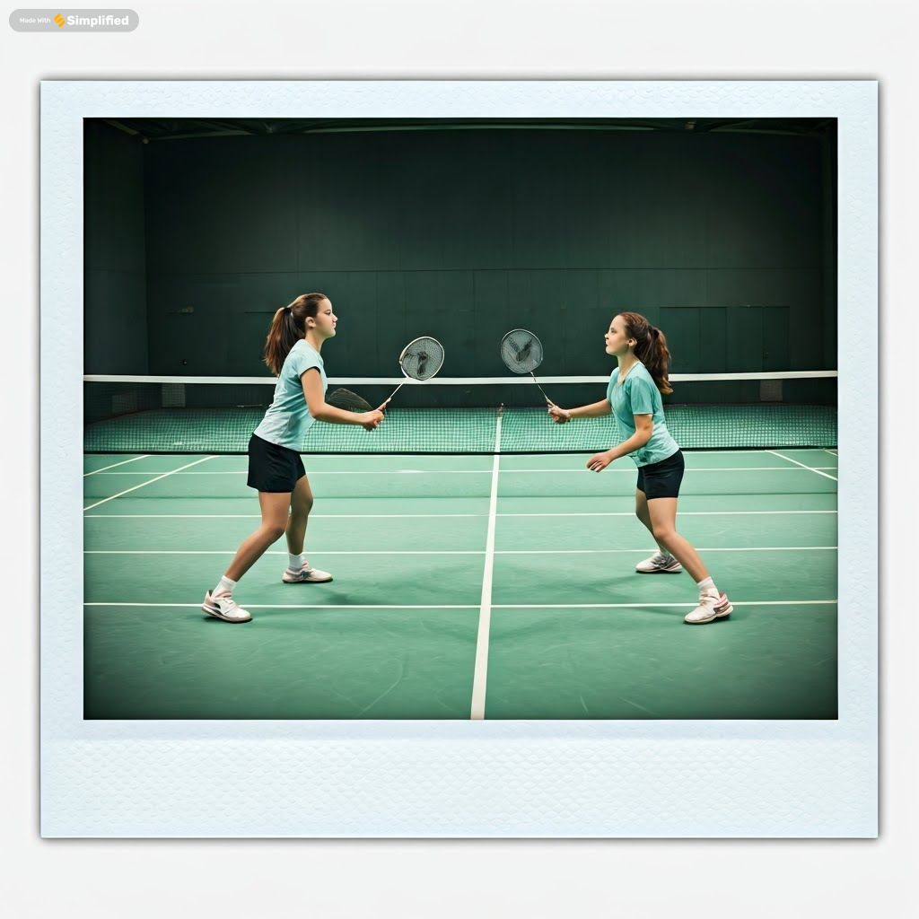 Image generated of a girl playing Badminton