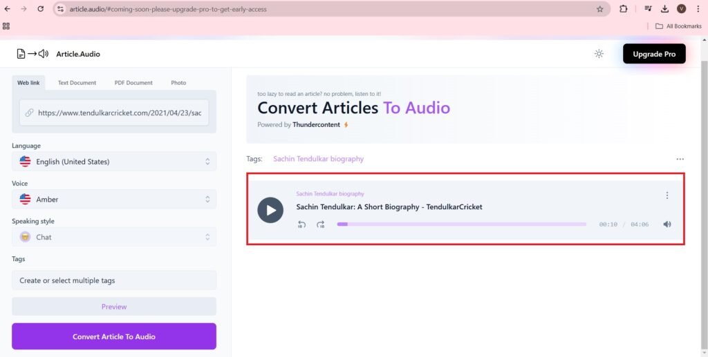 Convert Articles to audio