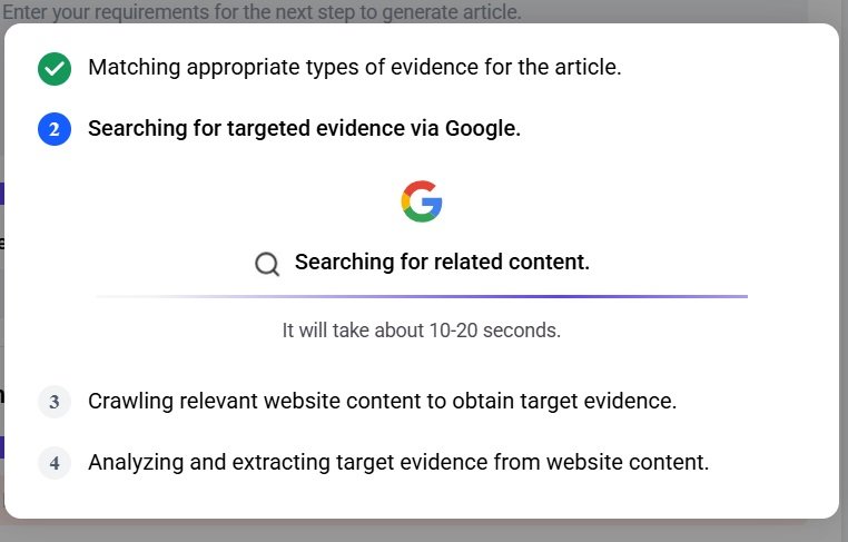 searching for targetted evidence via google