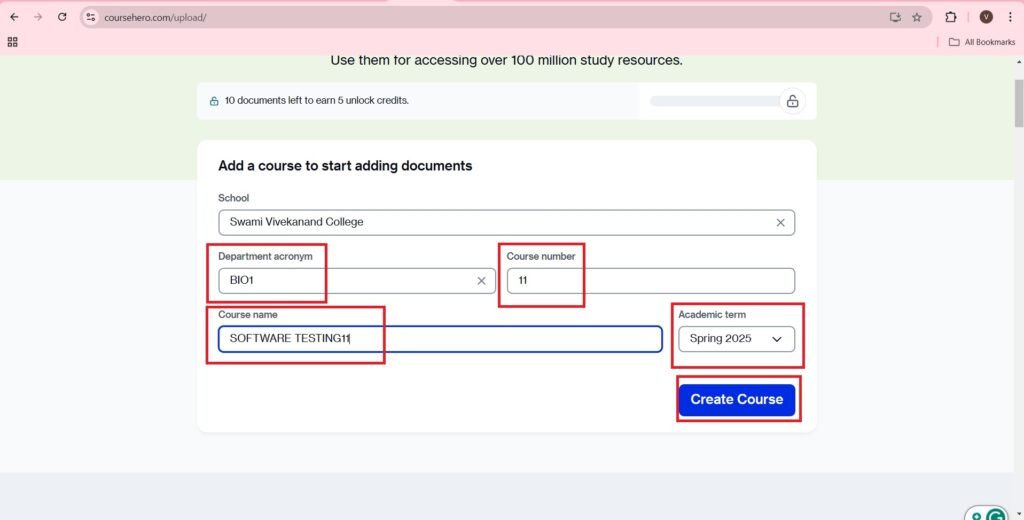 Create course