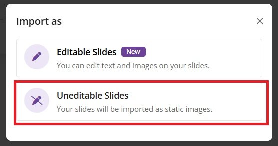 Uneditable slides