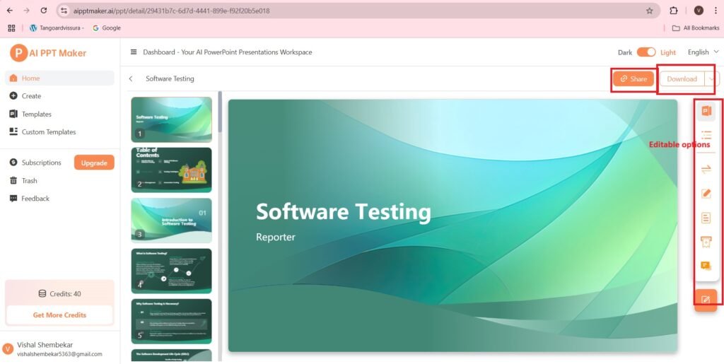 PPT editable options