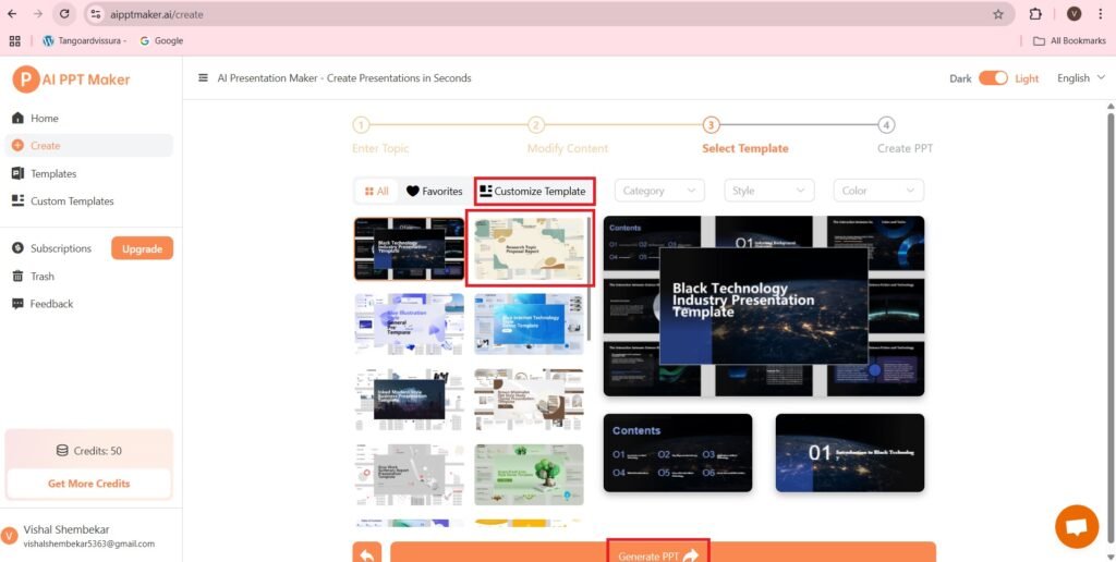 customize template