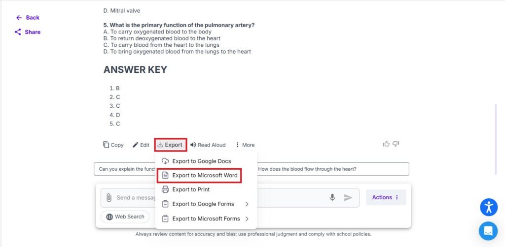 Export to Microsoft Word