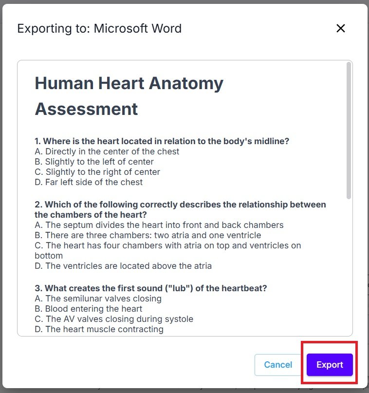 Export to word