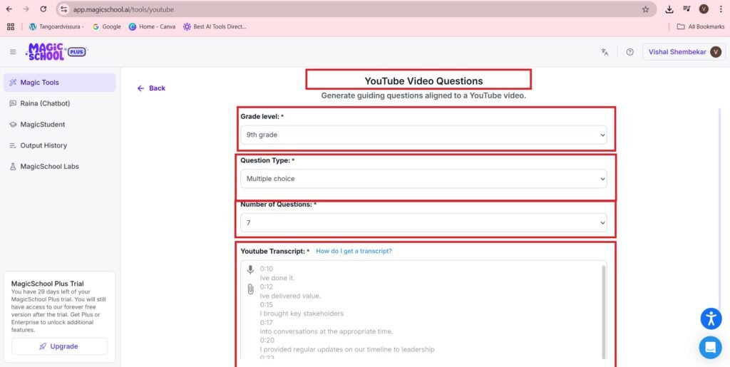 YouTube Video Questions
