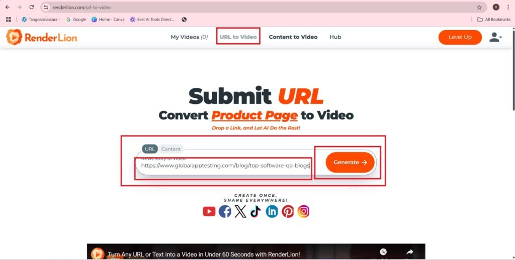 Blogpost URL to video