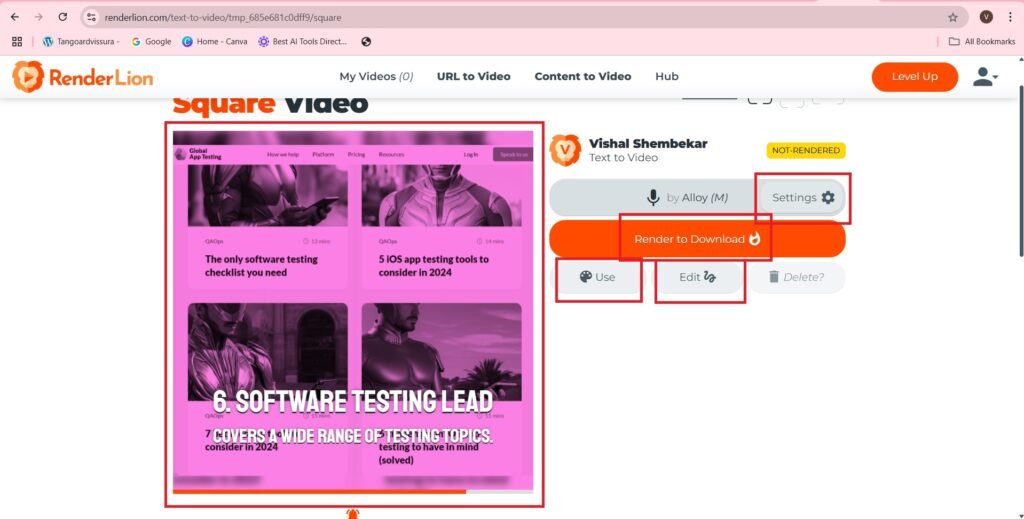 The video
