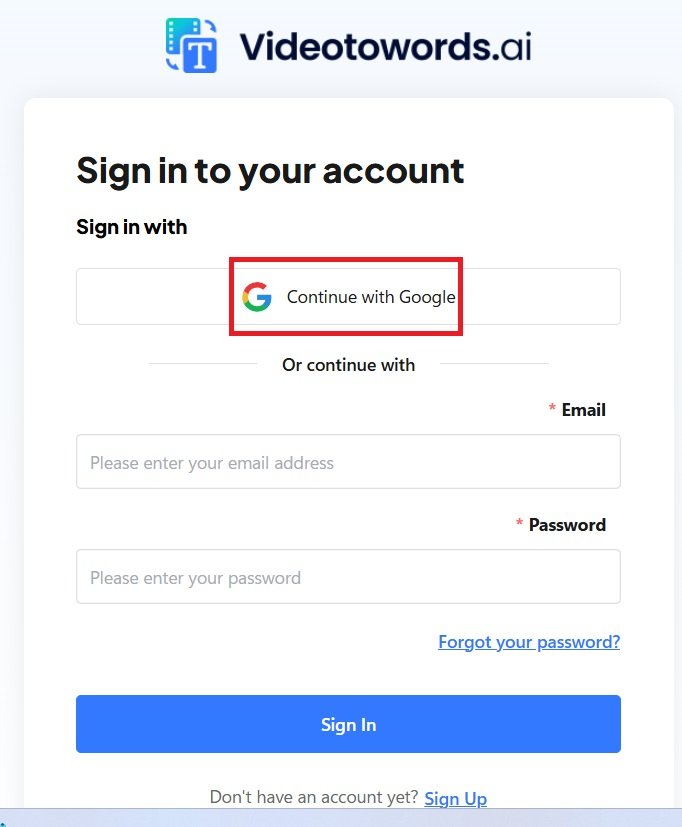 Continue with google