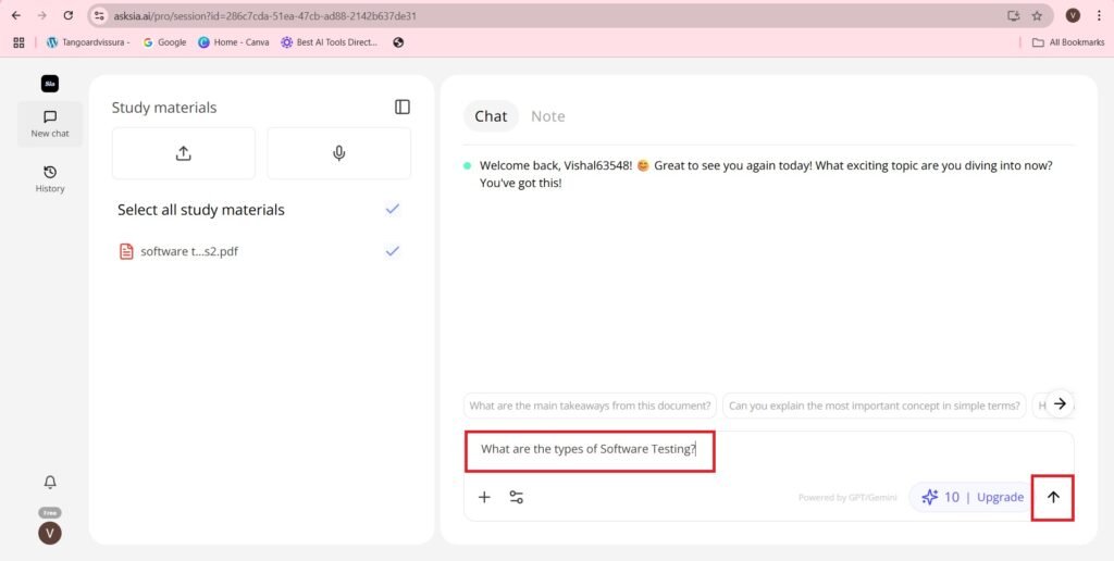 question asked to uploaded file
