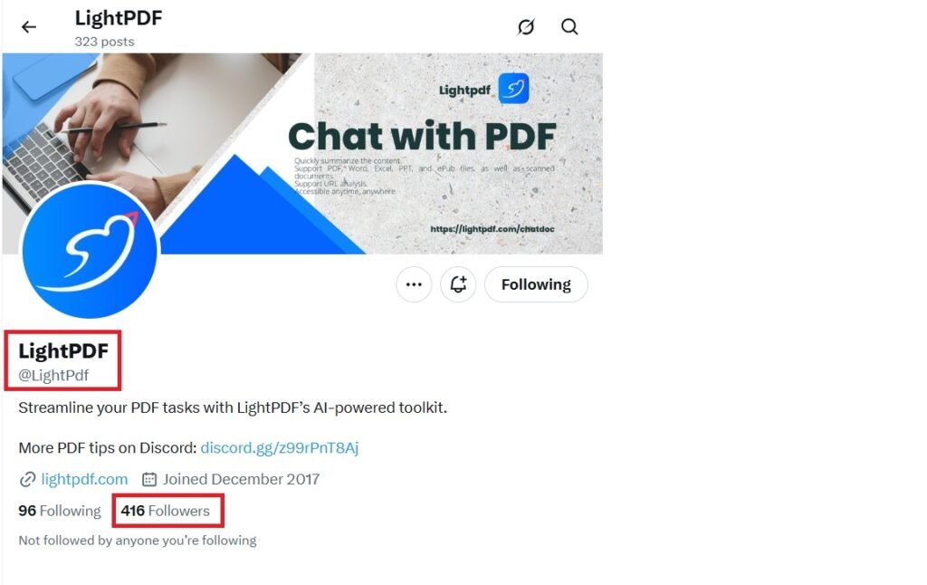 LightPDF Twitter account