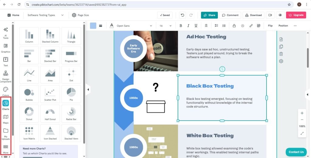 Charts, Maps, uploads more