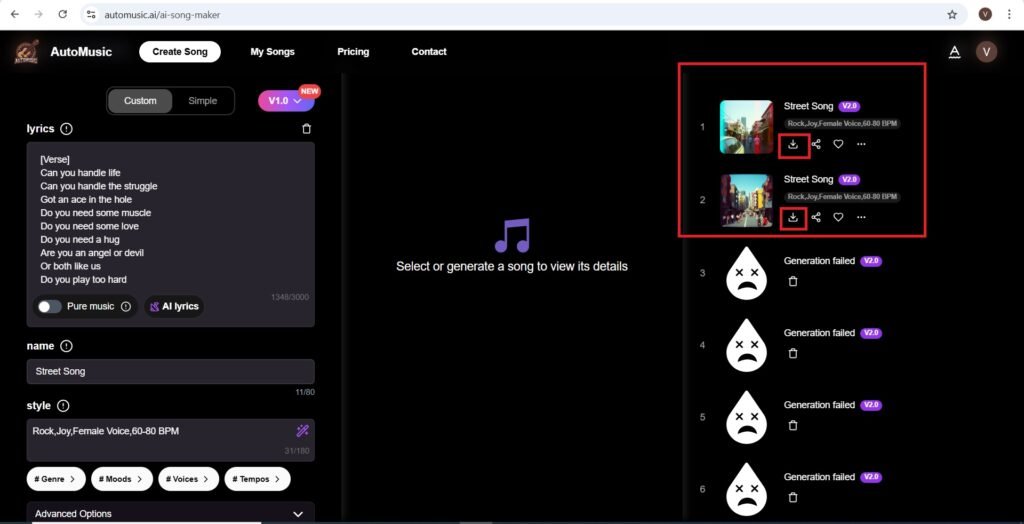 access to the song