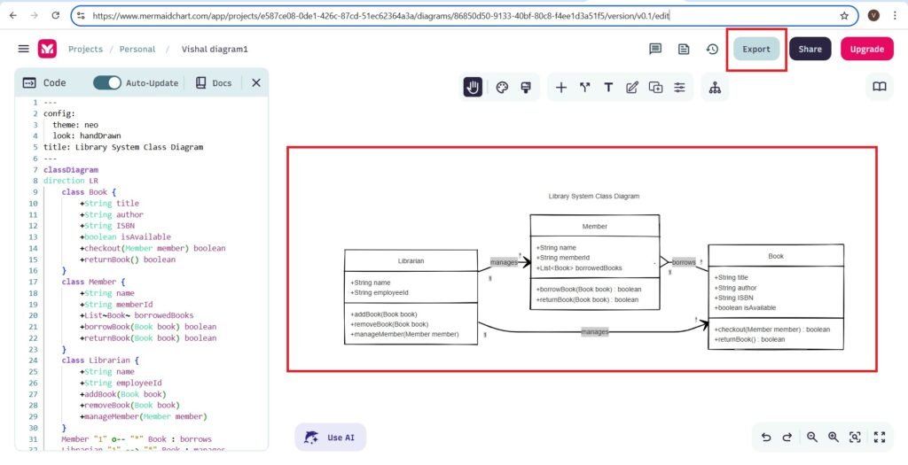 Export of the Library Mangement system