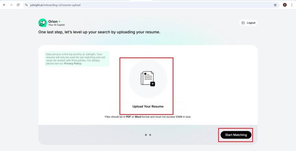 Upload your resume
