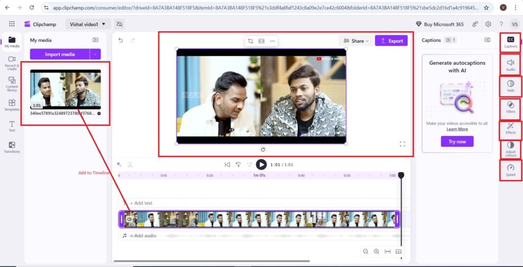 add video to timeline