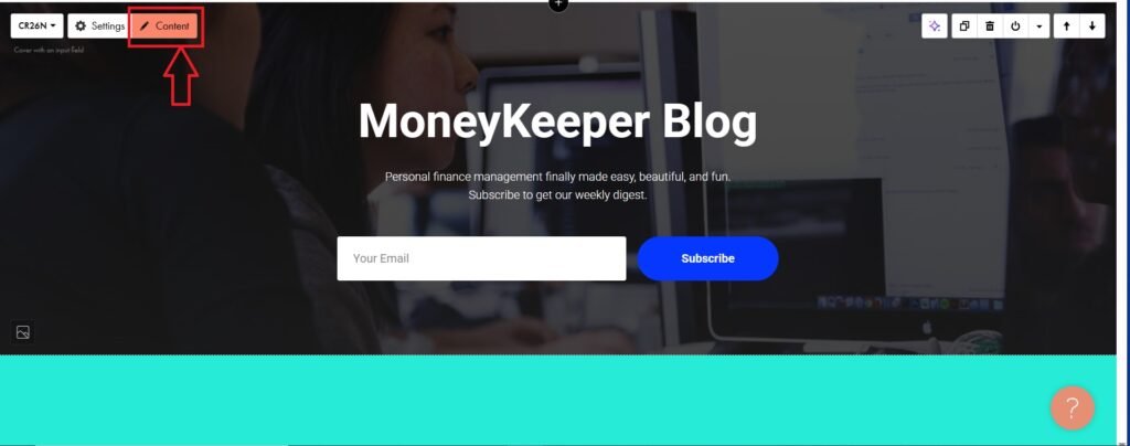 website's content on the webpage