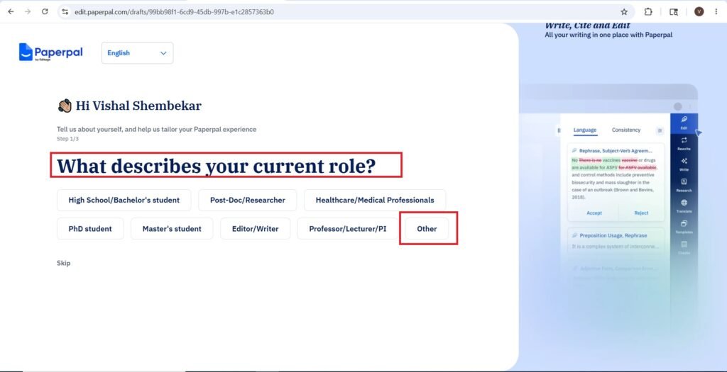 Current role