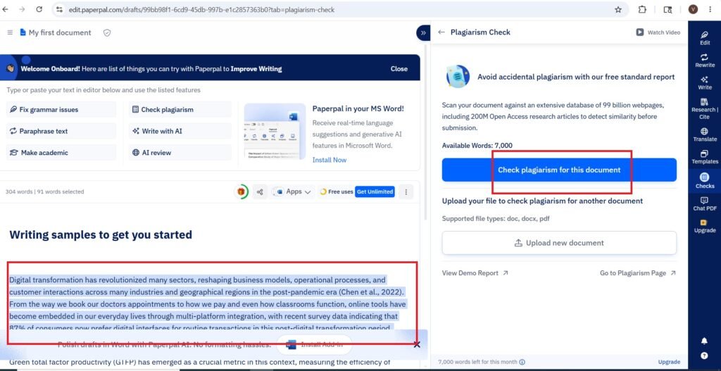 Plagiarism check